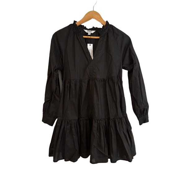 NEW BB DAKOTA STEVE MADDEN THESE DAYS 3 TIERED COTTON POPLIN DRESS BLACk - Picture 2 of 6